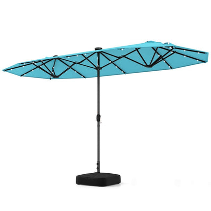 Large Double-Sided Patio Umbrella with LED Lights, 400x200 cm