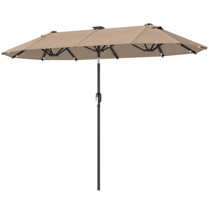 Large Double-Sided Umbrella with Solar LED Lights