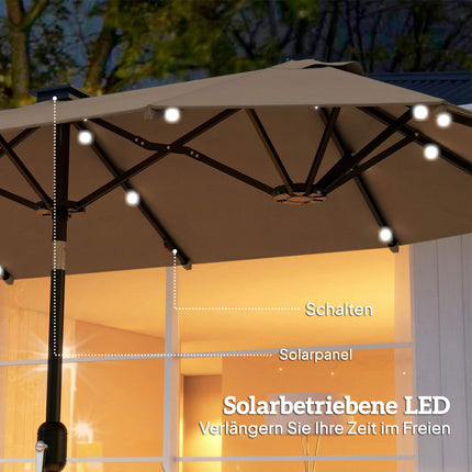 Large Double-Sided Umbrella with Solar LED Lights
