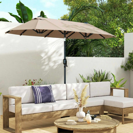Large Double-Sided Umbrella with Solar LED Lights