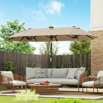 Large Double-Sided Umbrella with Solar LED Lights