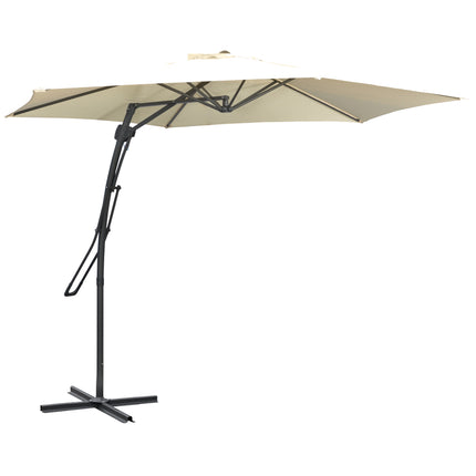 Großer Gartenschirm mit Ständer, Creme, UV30+ Polyester