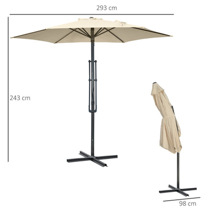 Großer Gartenschirm mit Ständer, Creme, UV30+ Polyester