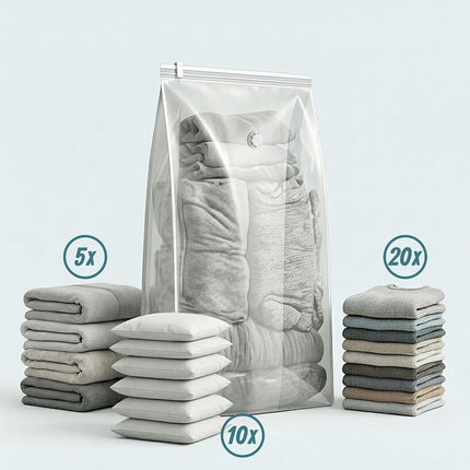 Large Gray Vacuum Storage Bags, 100x80 cm, 8-Pack