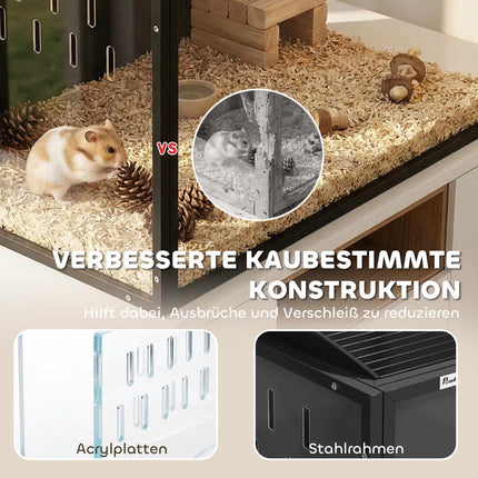 Large Hamster Cage Steel and Acrylic with Hinged Domed Lid, 105 x 51 x 53 cm