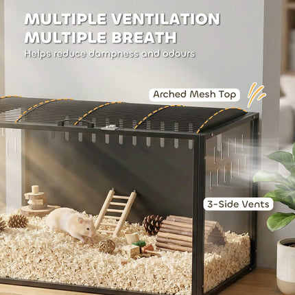 Large Hamster Cage Steel and Acrylic with Hinged Domed Lid, 105 x 51 x 53 cm