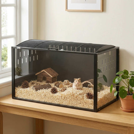 Large Hamster Cage Steel and Acrylic with Hinged Domed Lid, 105 x 51 x 53 cm