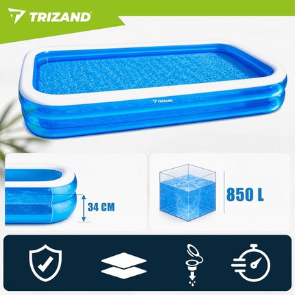 Large Inflatable Rectangular Pool 305x183x50 cm