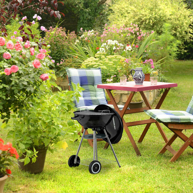 Large Kettle BBQ Grill with Wheels and Ash Collector