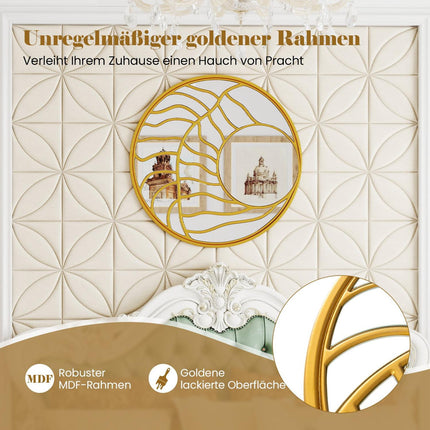 Large Round Wall Mirror – 80cm, Gold Frame, Decorative