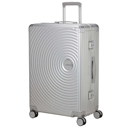 Large Silver Aluminum Suitcase with TSA Lock, 77 cm