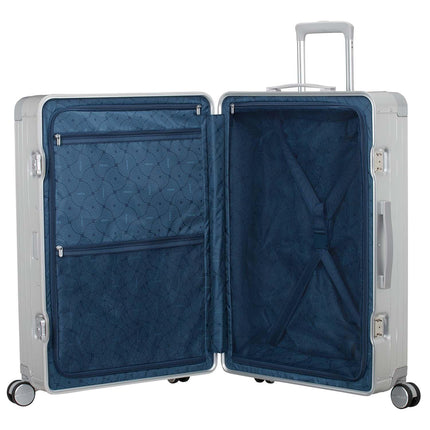 Large Silver Aluminum Suitcase with TSA Lock, 77 cm