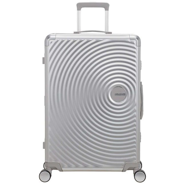 Großer silberner Aluminiumkoffer mit TSA-Schloss, 77 cm