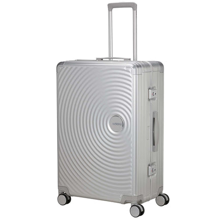 Large Silver Aluminum Suitcase with TSA Lock, 77 cm