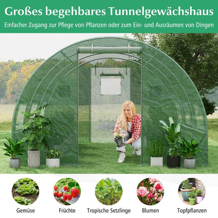 Großes begehbares Gewächshaus 12m² mit PE-Abdeckung & Eisenrahmen