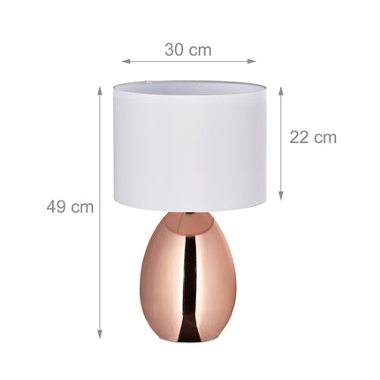 Große Nachttischlampe mit Touchfunktion Kupfer