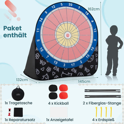 Large dartboard for children dart throwing game set with 4 kick balls football darts for garden black