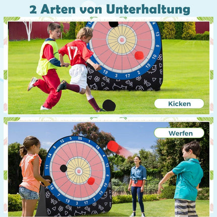 Large dartboard for children dart throwing game set with 4 kick balls football darts for garden black