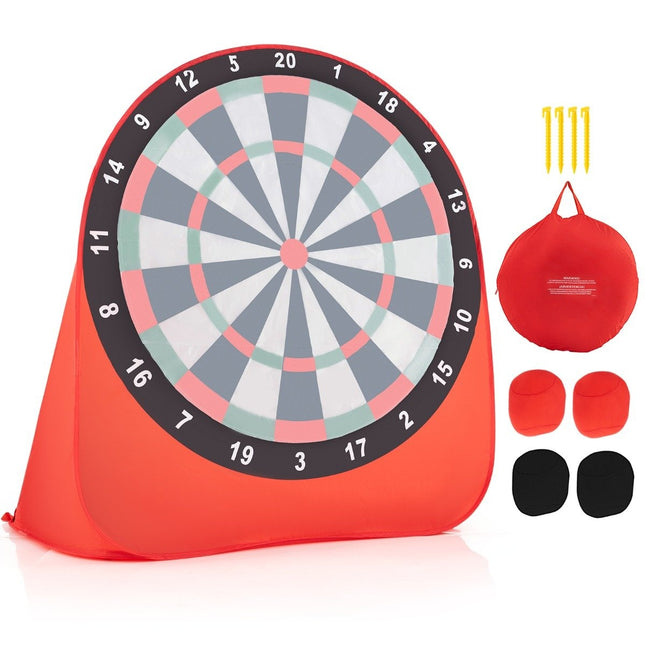 Große Dartscheibe für Kinder Dart Wurfspiel Set mit 4 Kickbällen Fußball Darts für Garten Rot