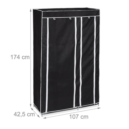 Large fabric wardrobe with clothes rail