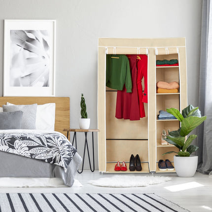 Großer Stoffkleiderschrank mit Kleiderstange