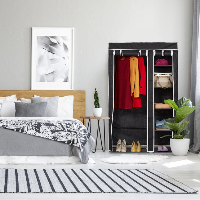 Grande armoire en tissu avec tringle à vêtements