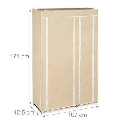 Großer Stoffkleiderschrank mit Kleiderstange