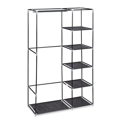 Large fabric wardrobe with clothes rail