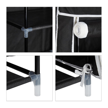 Large fabric wardrobe with clothes rail