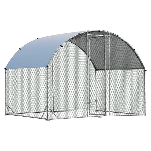 Großer Hühnerstall aus verzinktem Metall mit wasserdichter Abdeckung für den Außenbereich 190 x 280 cm