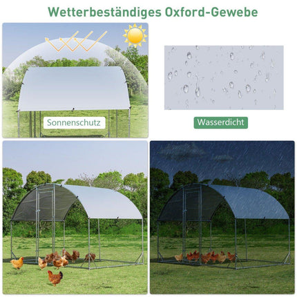 Grand poulailler en métal galvanisé avec couverture imperméable pour usage extérieur 190 x 280 cm