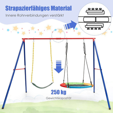Großer Schaukelständer aus Metall mit stabilem A-Rahmen-Bodenanker, Rutschsicherung &amp; Fußkappe