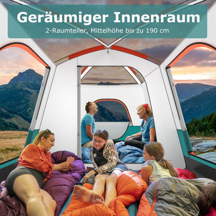 Großes Zelt mit Vorzelt &amp; Boden &amp; 2 Räumen &amp; 2 Eingängen &amp; Tragetasche Campingzelt Familienzelt M