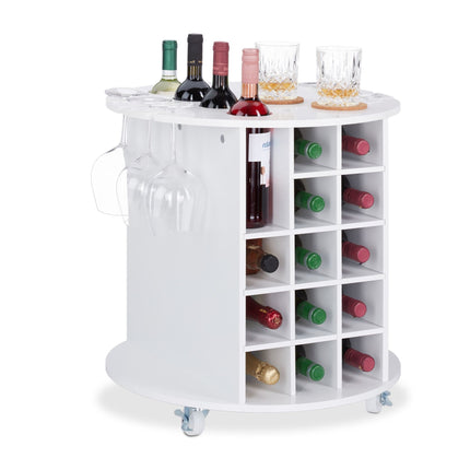 Großes Weinregal auf Rädern