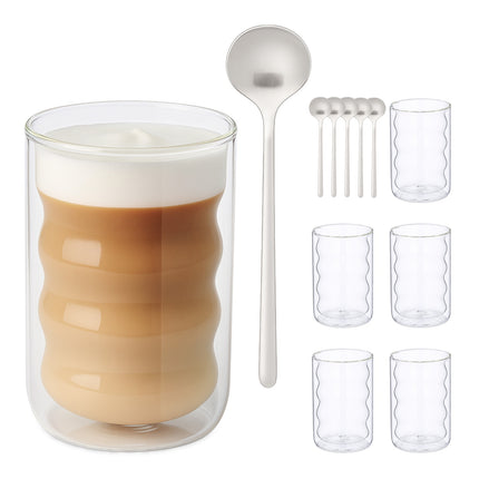 Latte Macchiato Glasses, Double-Walled with Spoons