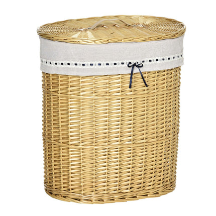 Panier à linge avec couvercle en osier, naturel, 100 L, 51 x 38 x 57 cm