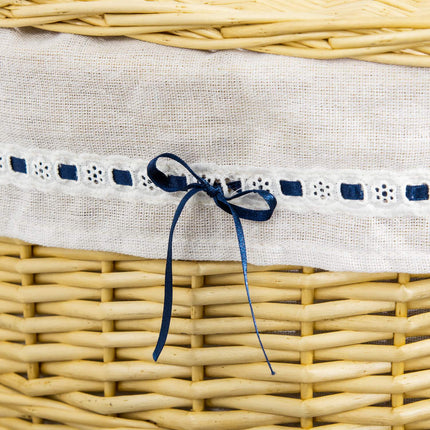 Panier à linge avec couvercle en osier, naturel, 100 L, 51 x 38 x 57 cm
