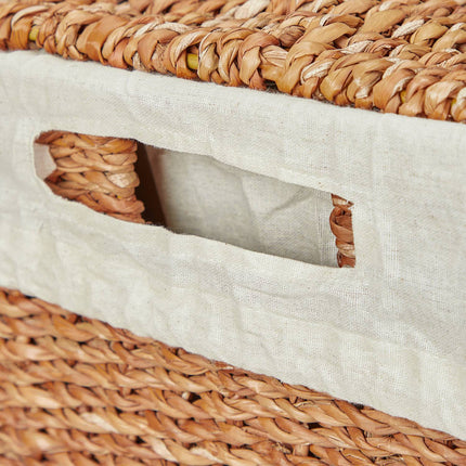 Wäschekorb mit Deckel, Seegras, 87 l Fassungsvermögen