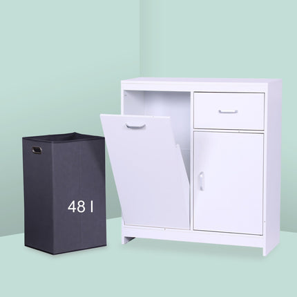Wäschekorb-Schrank mit 48L Wäschesack und Aufbewahrungsfächern
