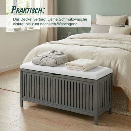 Wäschekorbhocker mit gepolstertem Deckel – Walnuss-Finish