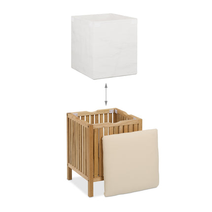 Wäschekorb-Hocker mit gepolstertem Sitz, Walnussholz