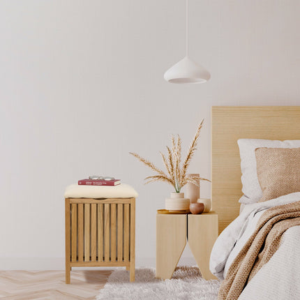 Wäschekorb-Hocker mit gepolstertem Sitz, Walnussholz
