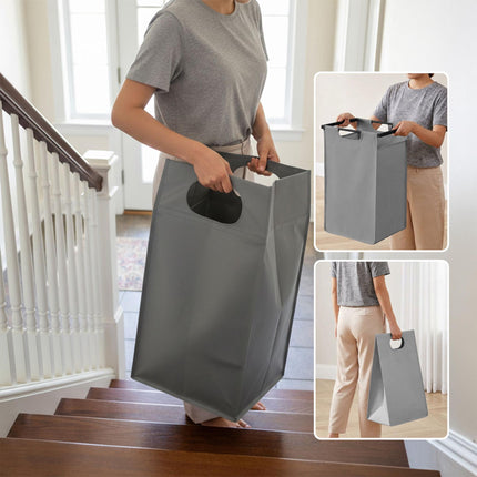 Laundry Sorter with 2 Pull-Out Bags and 2 Shelves, 46 L per Bag, Black/Grey