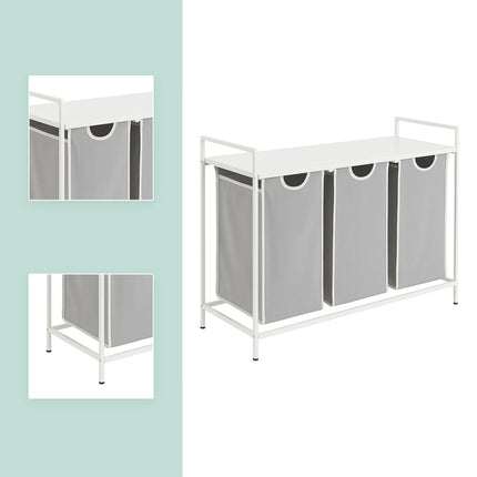 Laundry Sorter with 3 Bags and Shelf – Metal Frame