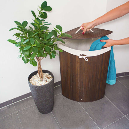 Panier à linge d'angle en bambou
