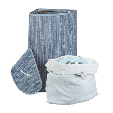 Panier à linge d'angle en bambou