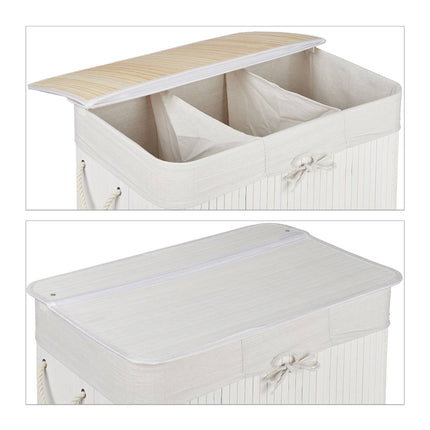 Panier à linge en bambou 3 compartiments
