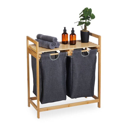 Laundry basket shelf with 2 compartments