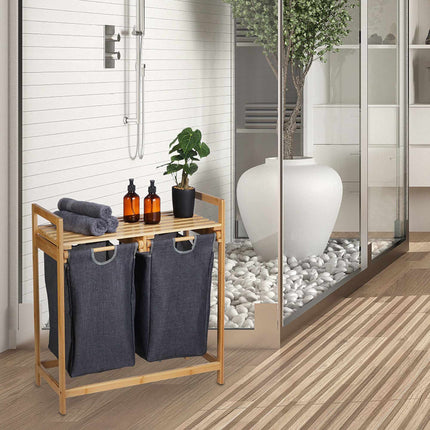 Laundry basket shelf with 2 compartments