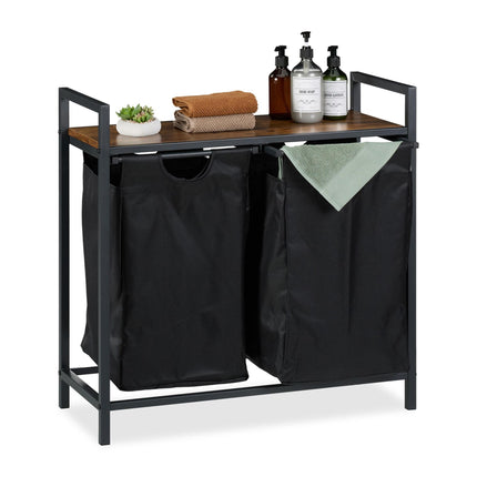 Laundry basket stand with shelf